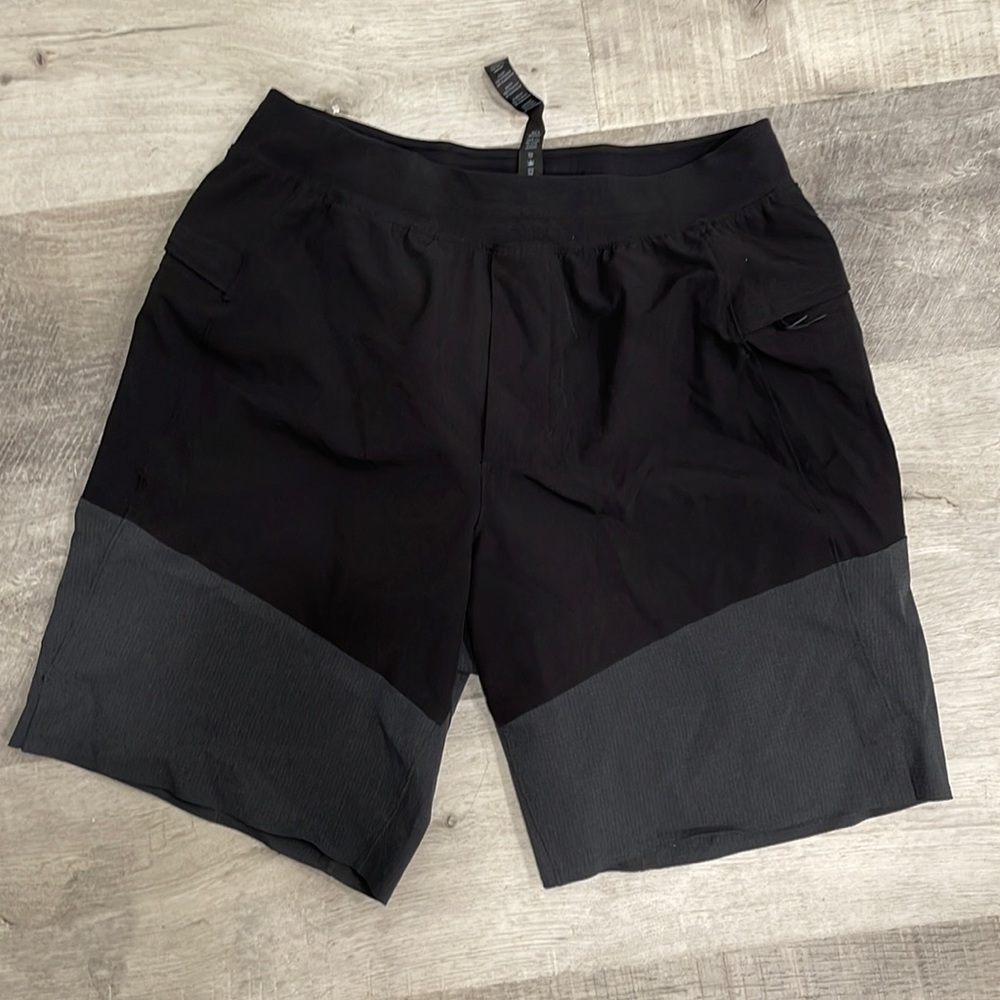 Barely worn, men’s lululemon black and grey shorts